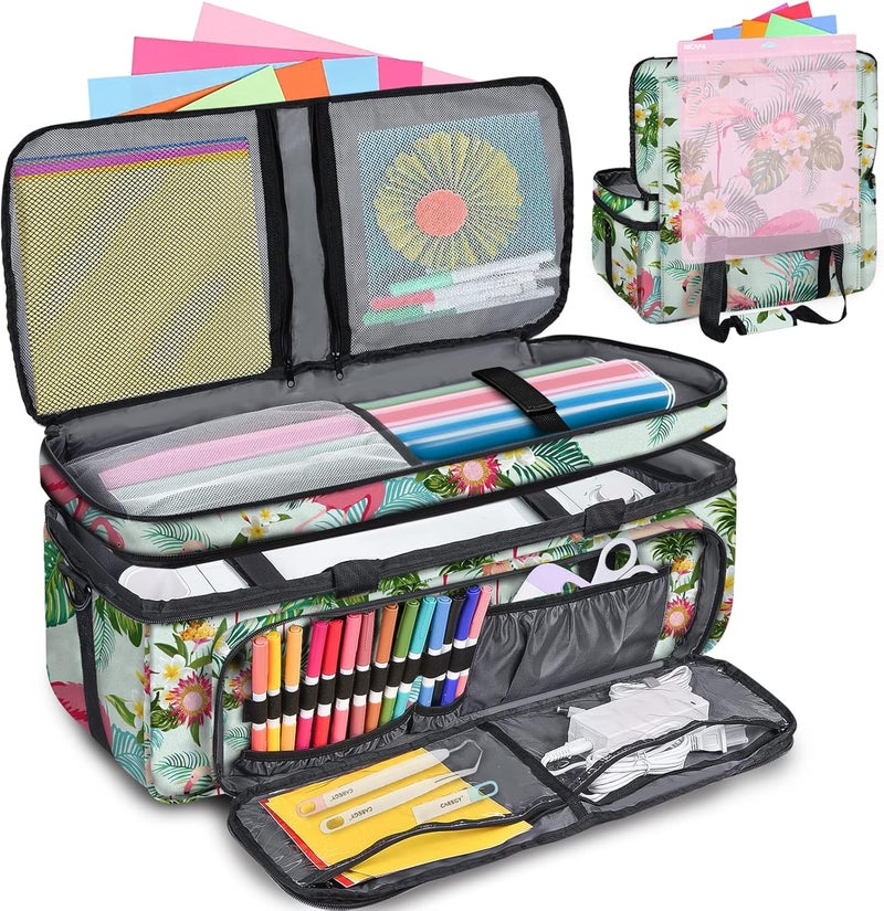 IMAGINING Carrying Case for Cricut Maker 3, Maker 4, Double-Layer Machine Bag with Cover for Cricut Explore 4, Explore 3, Explore Air 2, Storage Organizer for Cricut Accessories and Tools - Image 1